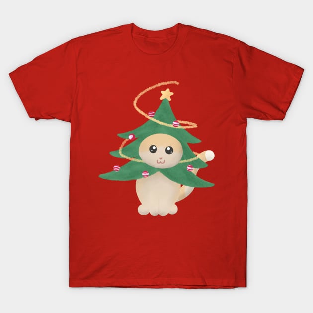 Christmas tree cat T-Shirt by Nevervand